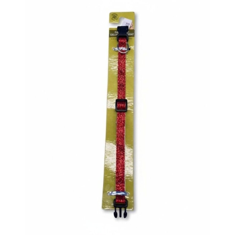 Greenbrier Red Glitter Cat Collar 8"-12" Adjustable With Quick Release Buckle